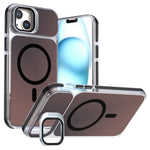 For iPhone 14  /  13 Magnetic Case Camera Frame Kickstand TPU Acrylic Shockproof Phone Cover