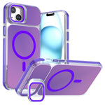 For iPhone 14  /  13 Magnetic Case Camera Frame Kickstand TPU Acrylic Shockproof Phone Cover