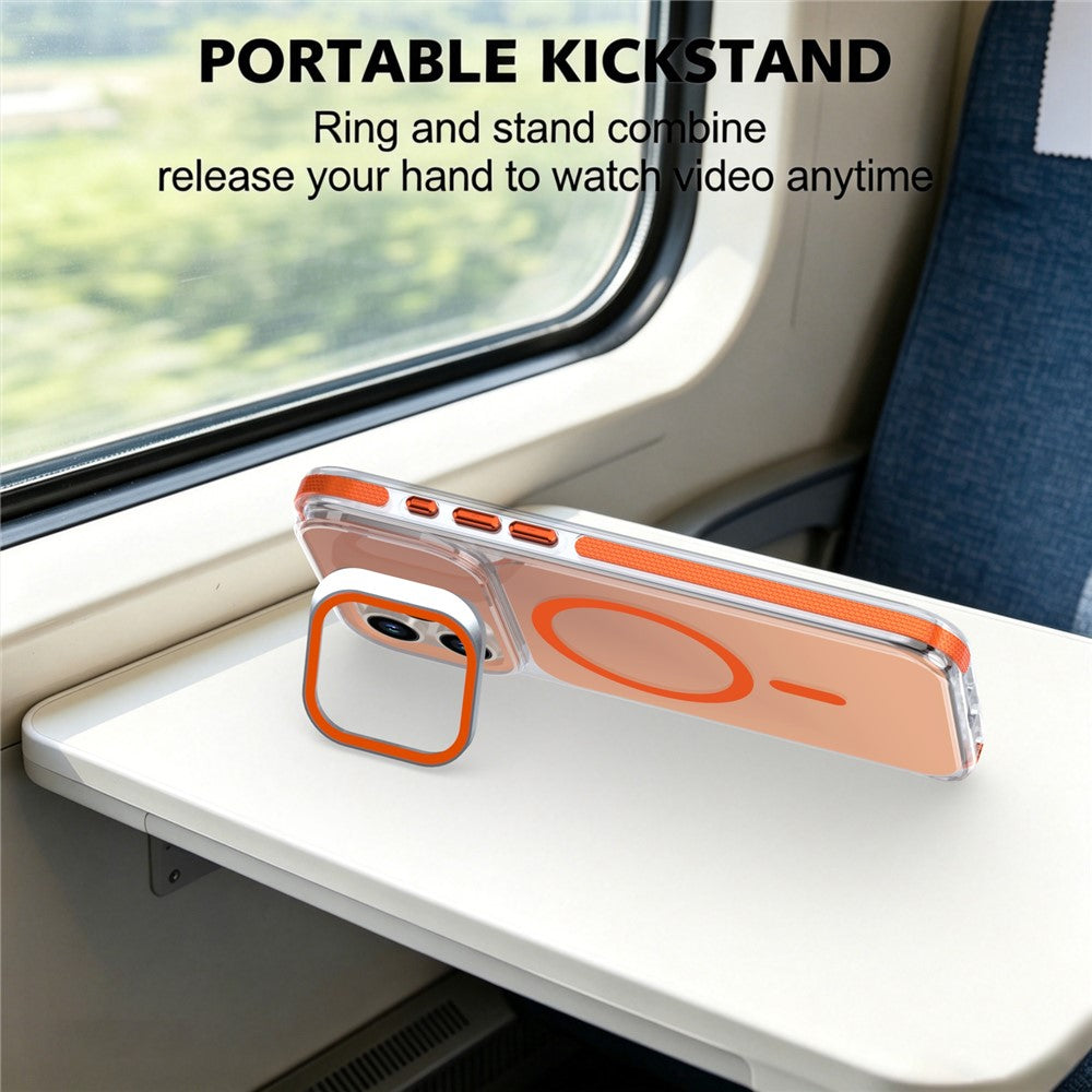 For iPhone 15 Pro Magnetic Case Camera Frame Kickstand TPU Acrylic Shockproof Phone Cover