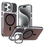 Til iPhone 15 Pro Max Magnetisk Cover Kamera Ramme Støtteben TPU Akryl Stødsikkert Telefoncover