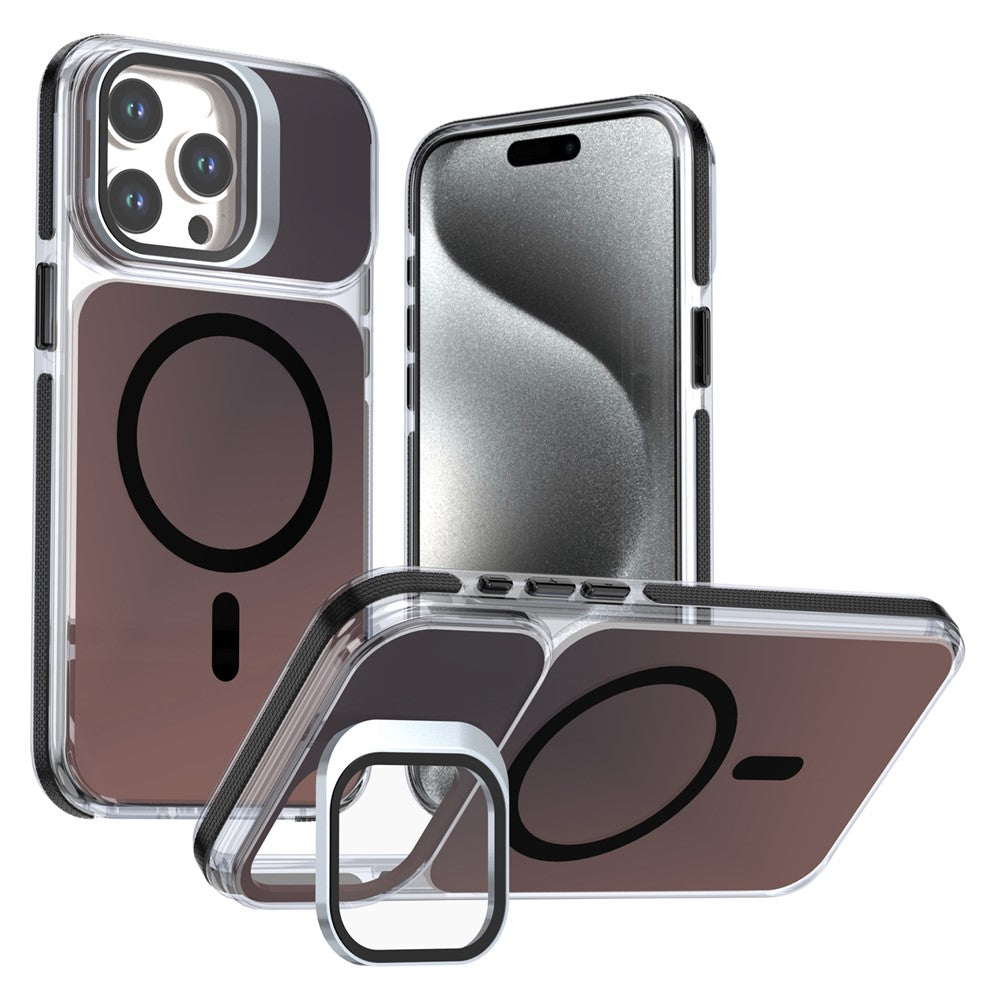 Til iPhone 15 Pro Max Magnetisk Cover Kamera Ramme Støtteben TPU Akryl Stødsikkert Telefoncover