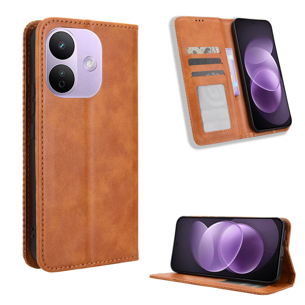 For Xiaomi Redmi Note 17 Pro 5G Leather Case Wallet Stand Retro Texture Phone Cover