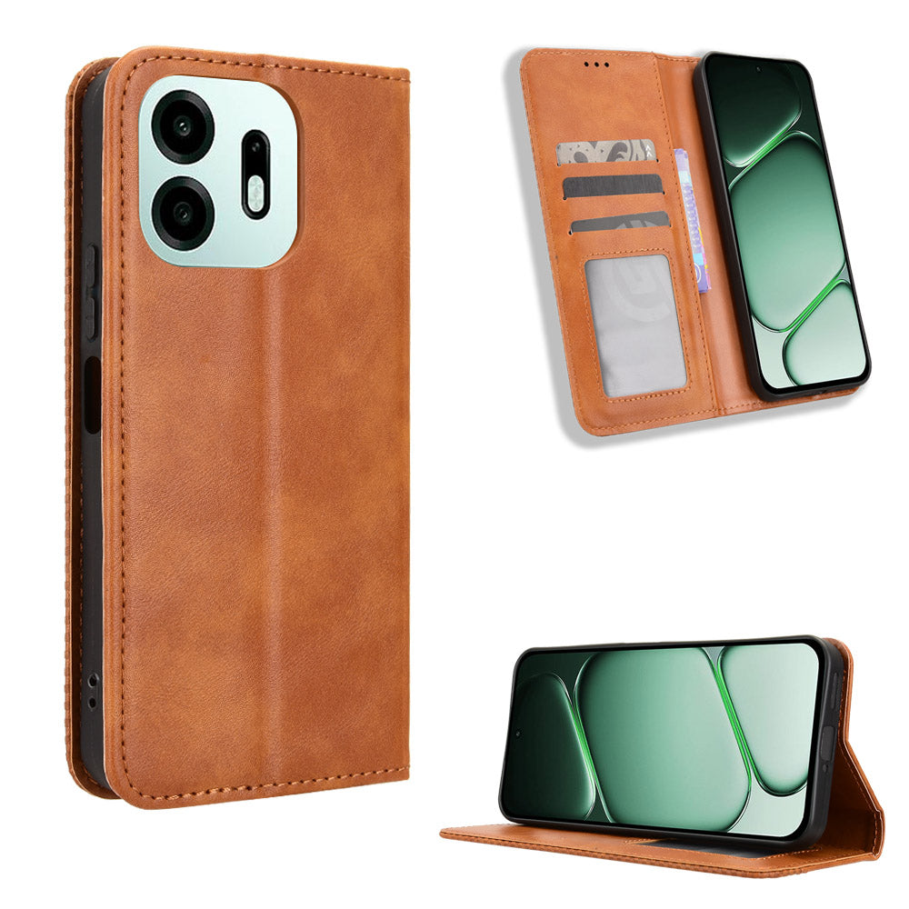 For OnePlus N6 4G Leather Case Wallet Stand Retro Texture Phone Cover