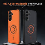 WANLONFENG KJB1 Series for Samsung Galaxy A57 5G Magnetic Case with 2Pcs Tempered Glass Screen Protector Tech Fabric Texture PC+TPU Phone Cover