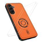 WANLONFENG KJB1 Series for Samsung Galaxy A57 5G Magnetic Case with 2Pcs Tempered Glass Screen Protector Tech Fabric Texture PC+TPU Phone Cover