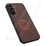 WANLONFENG KJB1 Series for Samsung Galaxy A57 5G Magnetic Case with 2Pcs Tempered Glass Screen Protector Tech Fabric Texture PC+TPU Phone Cover