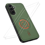 WANLONFENG KJB1 Series for Samsung Galaxy A57 5G Magnetic Case with 2Pcs Tempered Glass Screen Protector Tech Fabric Texture PC+TPU Phone Cover