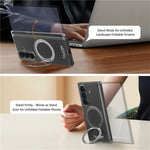 For Samsung Galaxy Z Fold8 Ultra Magnetic Case with 360° Rotating Ring Kickstand PU TPU PC Dual Axis Shockproof Phone Cover