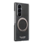 For Samsung Galaxy Z Fold8 Ultra Magnetic Case with 360° Rotating Ring Kickstand PU TPU PC Dual Axis Shockproof Phone Cover