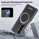 For Samsung Galaxy Z Fold8 Ultra Magnetic Case with 360° Rotating Ring Kickstand PU TPU PC Dual Axis Shockproof Phone Cover