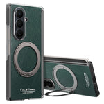 For Samsung Galaxy Z Fold8 Ultra Magnetic Case with 360° Rotating Ring Kickstand PU TPU PC Dual Axis Shockproof Phone Cover