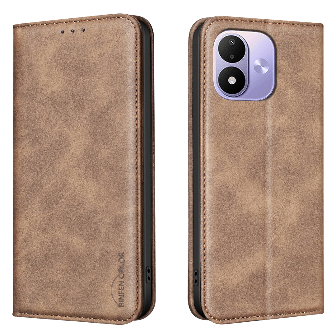 BINFEN COLOR for Xiaomi Redmi Note 17 Pro 5G RFID Blocking Calf Texture PU Leather Phone Cover