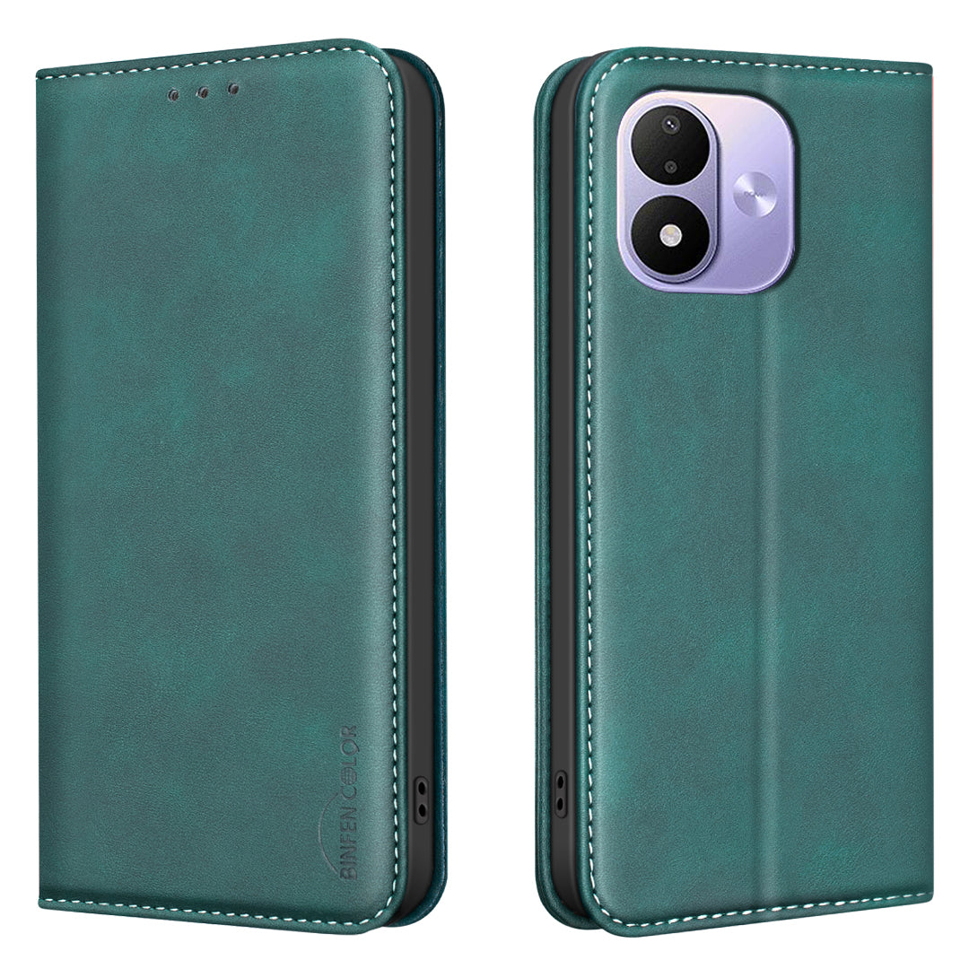 BINFEN COLOR for Xiaomi Redmi Note 17 Pro 5G RFID Blocking Calf Texture PU Leather Phone Cover