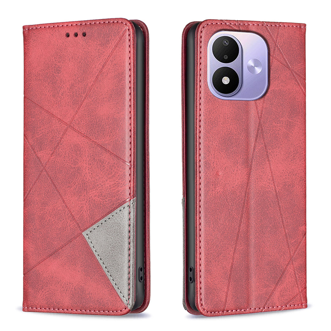 For Xiaomi Redmi Note 17 Pro 5G Case Card Slots Geometry Imprint Leather Phone Cover