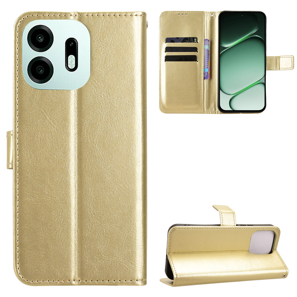 Til OnePlus N6 4G PU-lædercover med rem Crazy Horse-tekstur Telefonpungscover