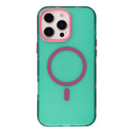 Til iPhone 16 Pro Magnetisk cover PC + TPU Dobbeltlag Stødabsorberende skridsikkert telefoncover med metalknapper