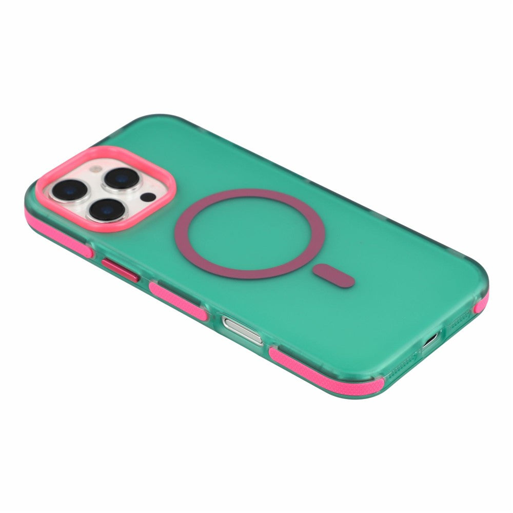 Til iPhone 16 Pro Magnetisk cover PC + TPU Dobbeltlag Stødabsorberende skridsikkert telefoncover med metalknapper