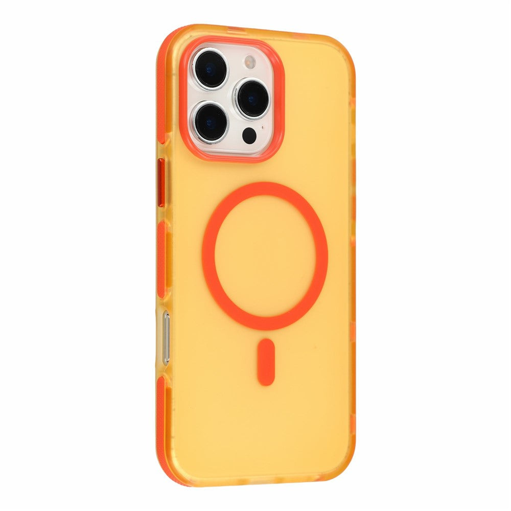 Til iPhone 16 Pro Magnetisk cover PC + TPU Dobbeltlag Stødabsorberende skridsikkert telefoncover med metalknapper