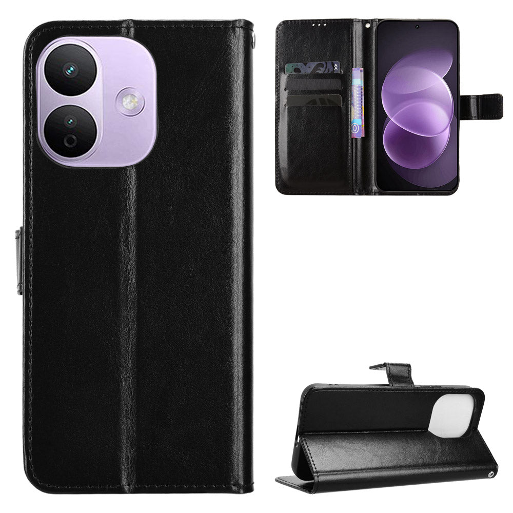 For Xiaomi Redmi Note 17 Pro 5G (Global) PU Leather Case with Strap Crazy Horse Texture Phone Wallet Cover
