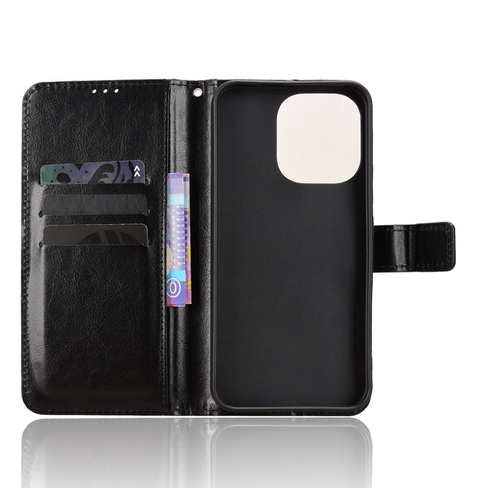 For Xiaomi Redmi Note 17 Pro 5G (Global) PU Leather Case with Strap Crazy Horse Texture Phone Wallet Cover