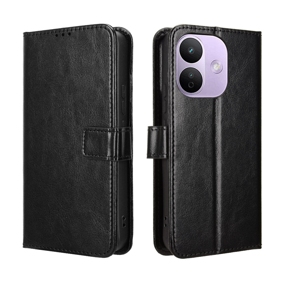 For Xiaomi Redmi Note 17 Pro 5G (Global) PU Leather Case with Strap Crazy Horse Texture Phone Wallet Cover