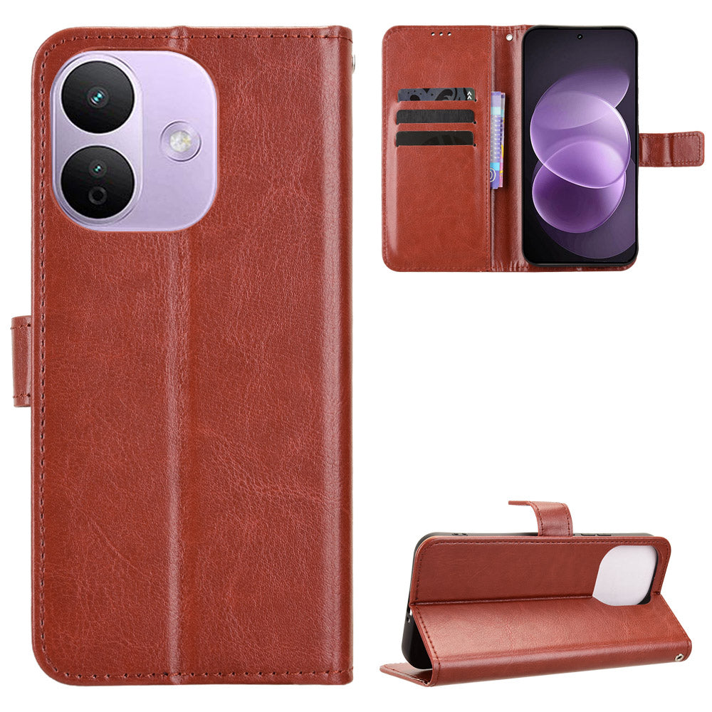 For Xiaomi Redmi Note 17 Pro 5G (Global) PU Leather Case with Strap Crazy Horse Texture Phone Wallet Cover