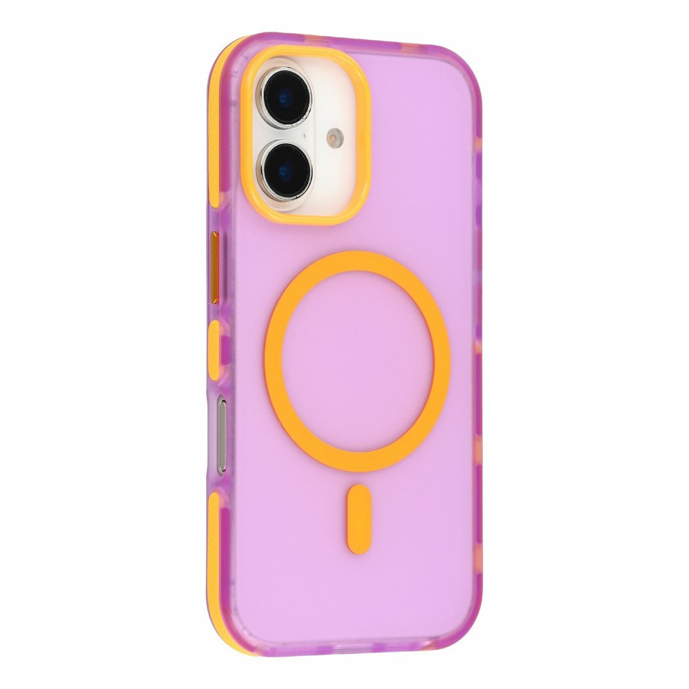 Til iPhone 16 Magnetisk Cover PC + TPU Dobbeltlag Stødsikker Anti-Skrid Telefoncover med Metal Knapper