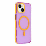 For iPhone 15 Magnetic Case PC + TPU Dual-Layer Shockproof Anti-Slip Phone Cover with Metal Buttons