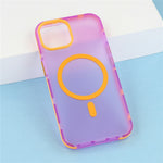 For iPhone 15 Magnetic Case PC + TPU Dual-Layer Shockproof Anti-Slip Phone Cover with Metal Buttons