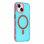 For iPhone 15 Magnetic Case PC + TPU Dual-Layer Shockproof Anti-Slip Phone Cover with Metal Buttons