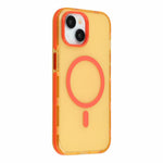 For iPhone 15 Magnetic Case PC + TPU Dual-Layer Shockproof Anti-Slip Phone Cover with Metal Buttons