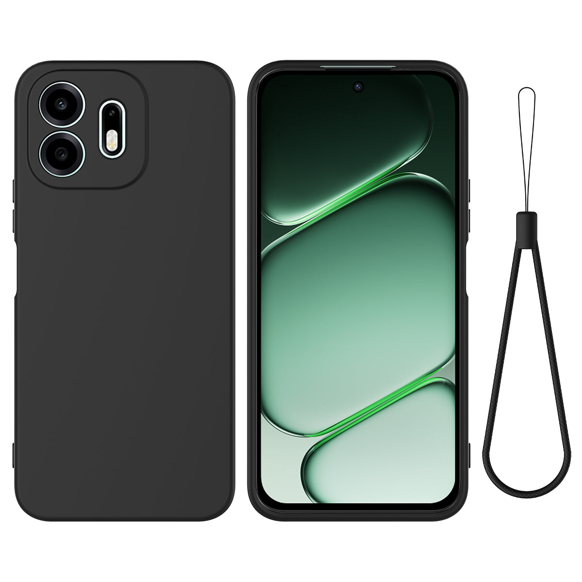 For OnePlus N6 4G Liquid Silicone Case Phone Back Cover with Hand Strap