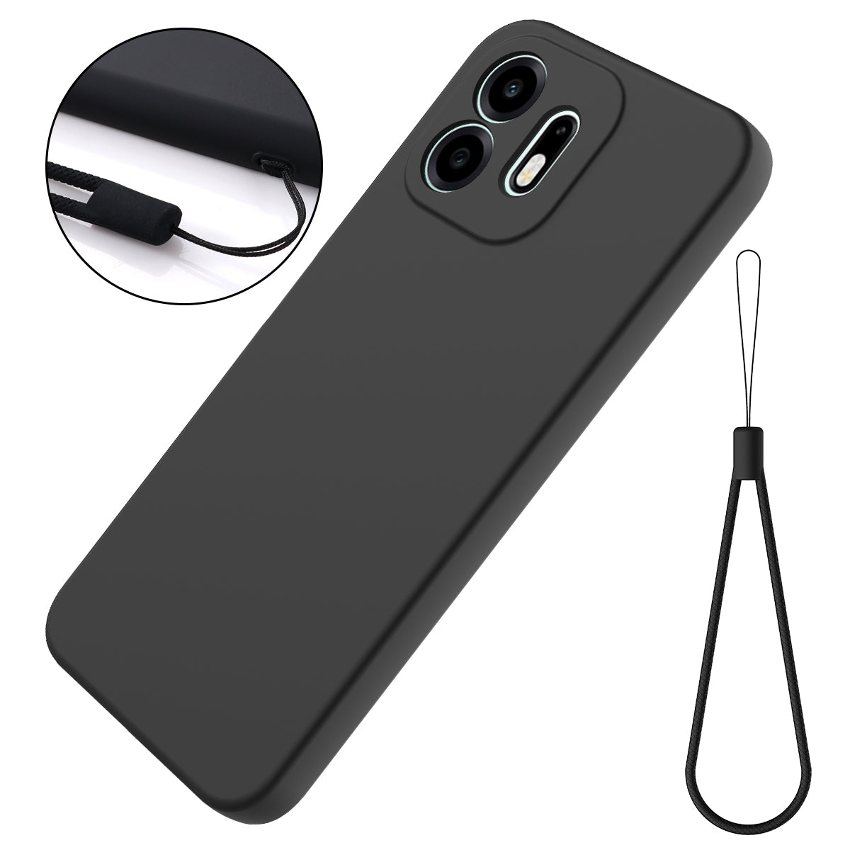 For OnePlus N6 4G Liquid Silicone Case Phone Back Cover with Hand Strap
