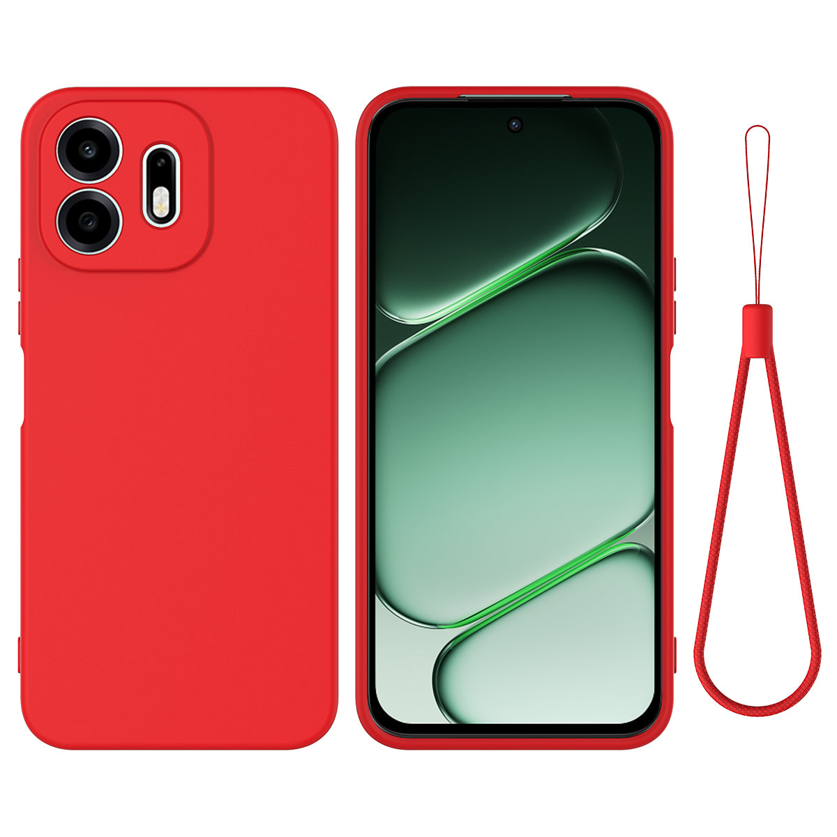 For OnePlus N6 4G Liquid Silicone Case Phone Back Cover with Hand Strap
