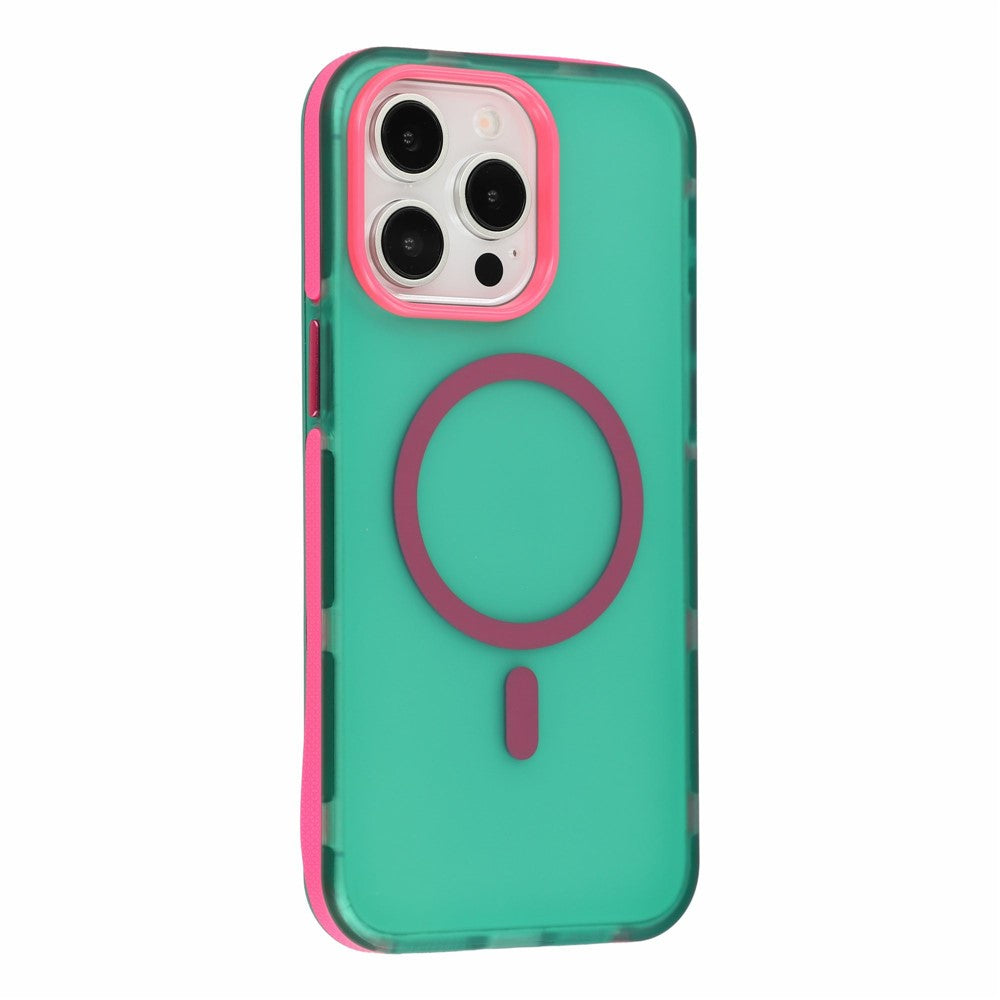 For iPhone 13 Pro Max Magnetic Case PC + TPU Dual-Layer Shockproof Anti-Slip Phone Cover with Metal Buttons