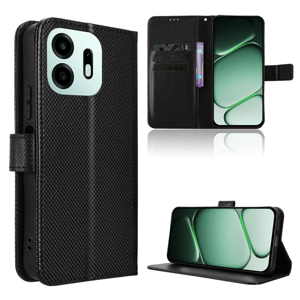 For OnePlus N6 4G Leather Wallet Case with Strap Diamond Texture Phone Cover