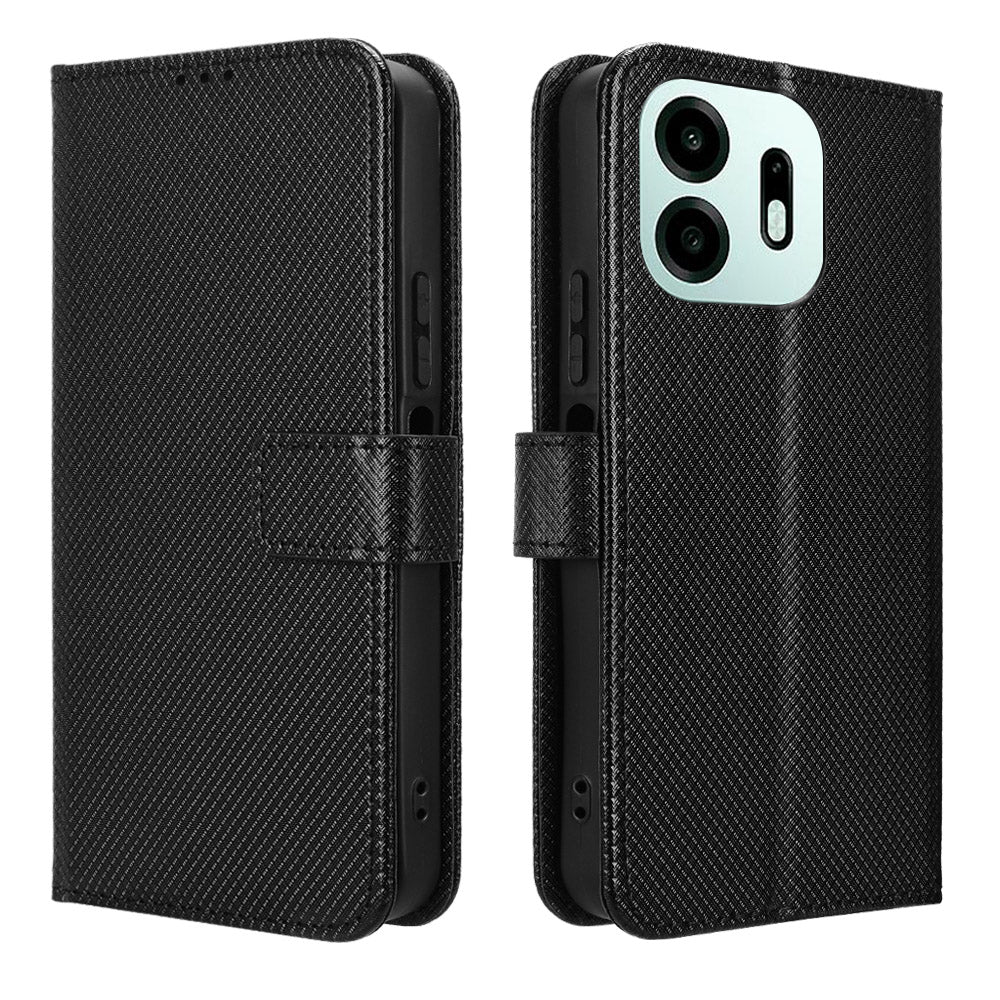 For OnePlus N6 4G Leather Wallet Case with Strap Diamond Texture Phone Cover