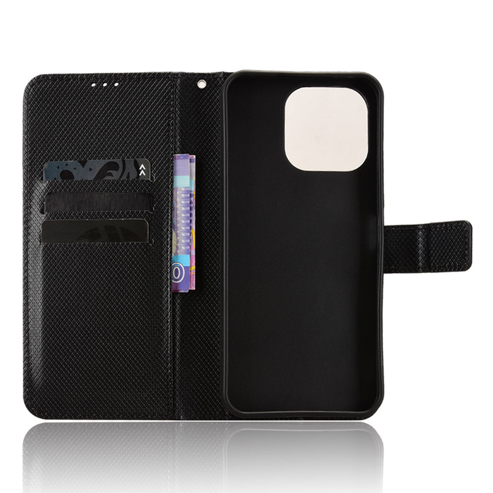 For OnePlus N6 4G Leather Wallet Case with Strap Diamond Texture Phone Cover