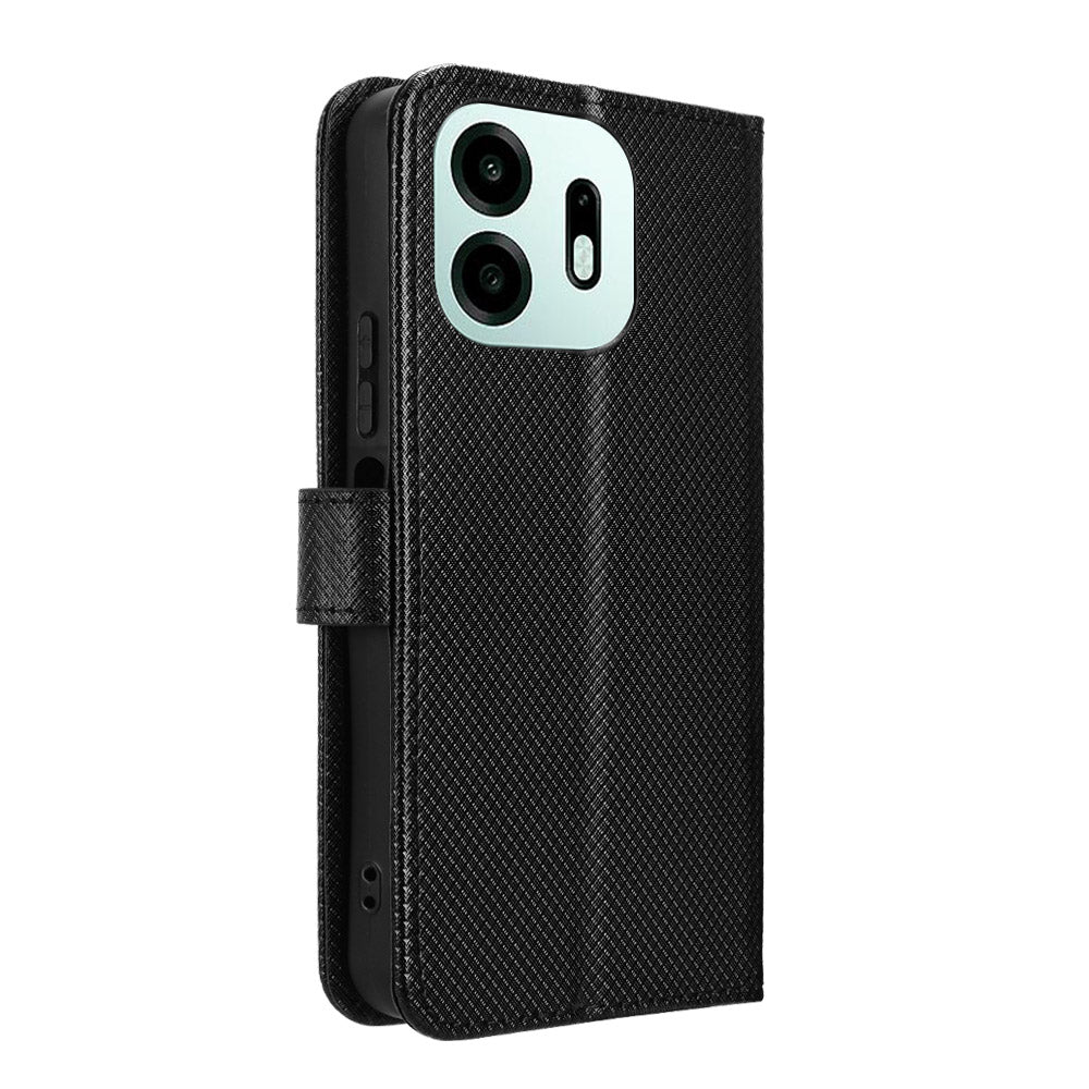For OnePlus N6 4G Leather Wallet Case with Strap Diamond Texture Phone Cover