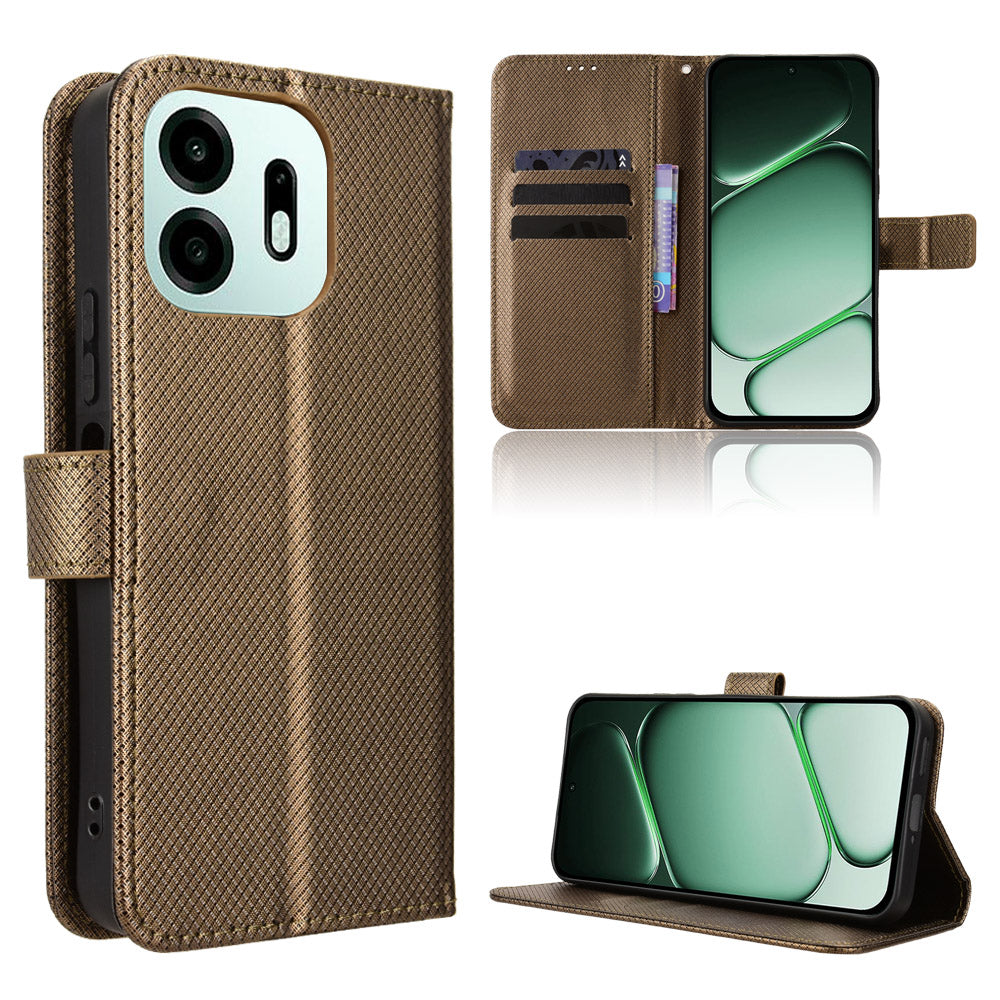 For OnePlus N6 4G Leather Wallet Case with Strap Diamond Texture Phone Cover