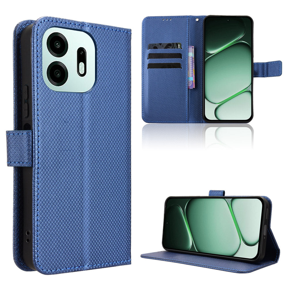 For OnePlus N6 4G Leather Wallet Case with Strap Diamond Texture Phone Cover