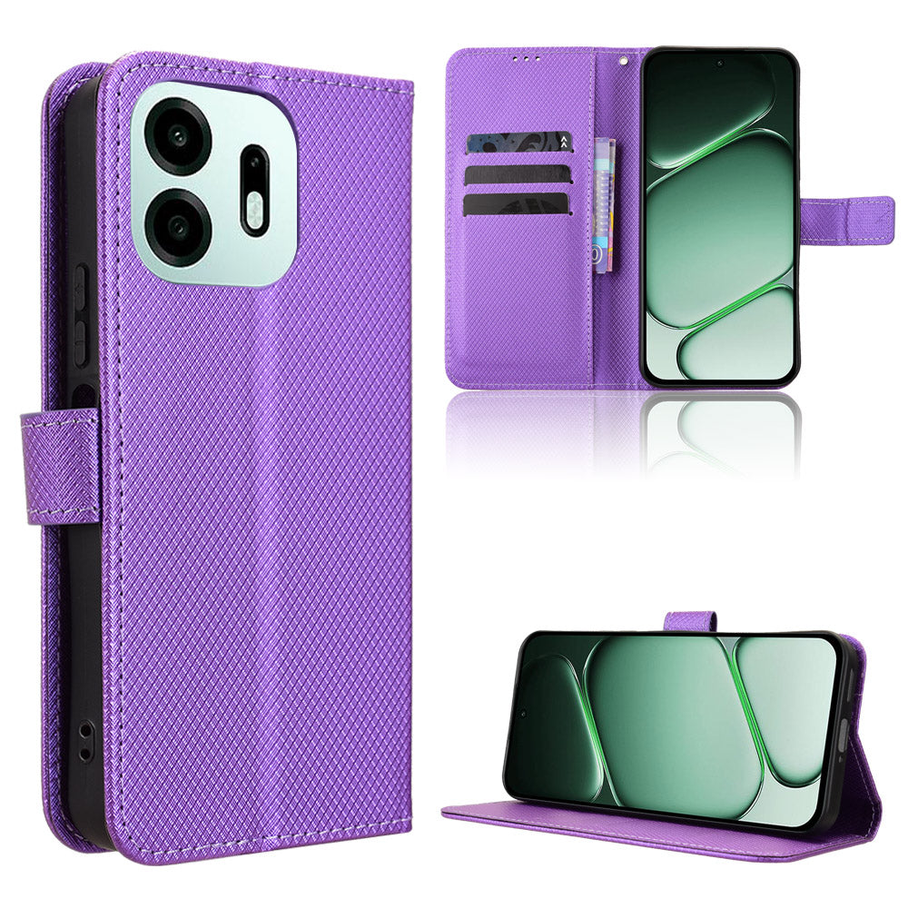 For OnePlus N6 4G Leather Wallet Case with Strap Diamond Texture Phone Cover