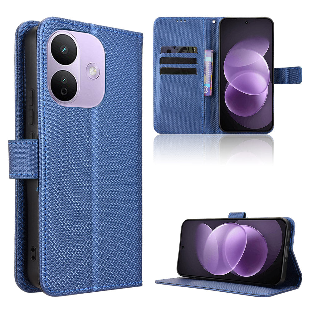 For Xiaomi Redmi Note 17 Pro 5G (Global) Leather Wallet Case with Strap Diamond Texture Phone Cover