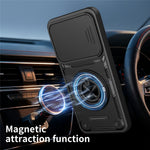 For Samsung Galaxy S26+ Magnetic Case Sliding Camera Cover TPU+PC Phone Cover with Rotating Kickstand