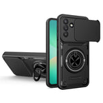 For Samsung Galaxy A27 5G Magnetic Case Sliding Camera Cover TPU+PC Phone Cover with Rotating Kickstand