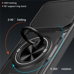 For Samsung Galaxy A27 5G Magnetic Case Sliding Camera Cover TPU+PC Phone Cover with Rotating Kickstand