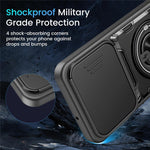 For Samsung Galaxy A56 5G Magnetic Case Sliding Camera Cover TPU+PC Phone Cover with Rotating Kickstand