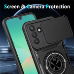 For Samsung Galaxy A57 5G Magnetic Case Sliding Camera Cover TPU+PC Phone Cover with Rotating Kickstand