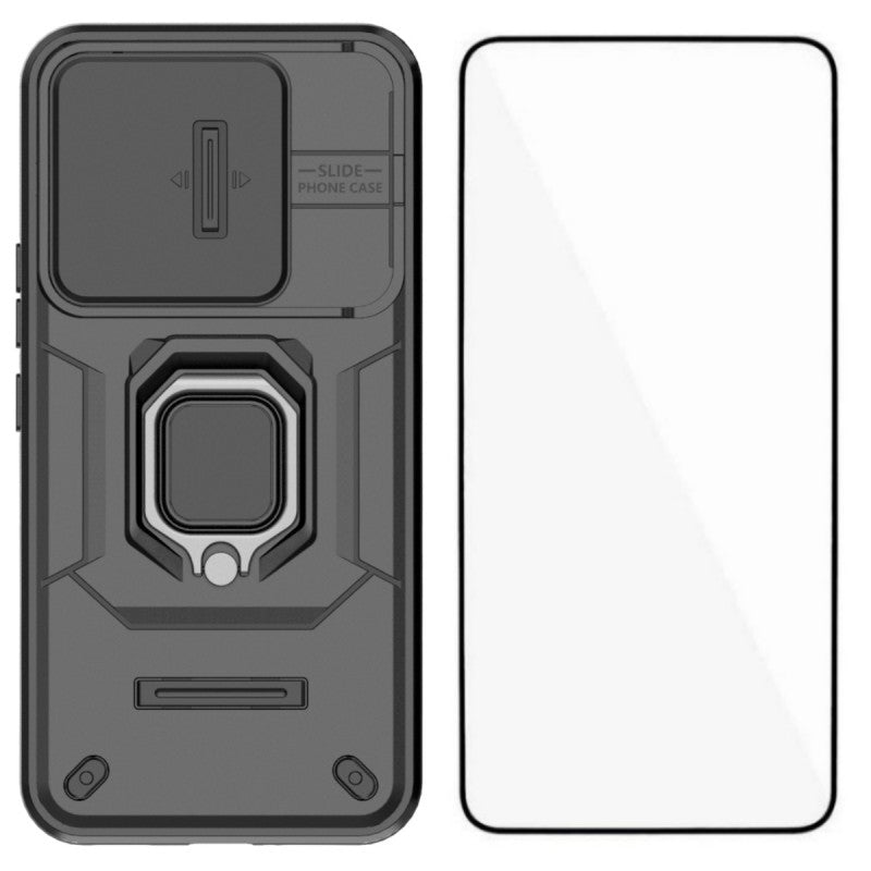 WANLONFENG ZDX-seriecover til Xiaomi Redmi Turbo 5 Max 5G / Xiaomi Poco X8 Pro Max 5G, PC- og TPU-bagside med støtteben, linsebeskyttelse + hærdet glas
