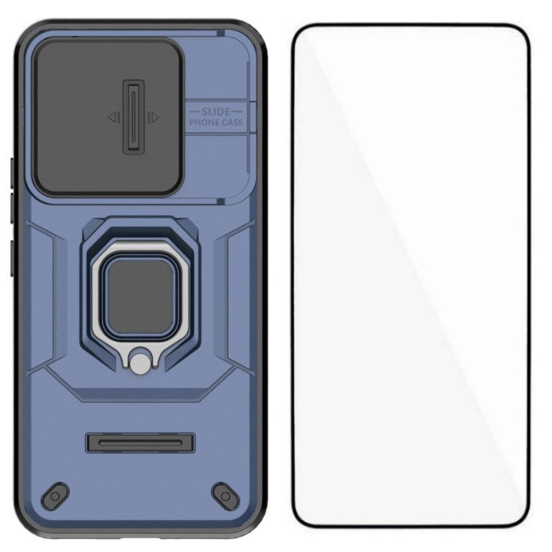 WANLONFENG ZDX-seriecover til Xiaomi Redmi Turbo 5 Max 5G / Xiaomi Poco X8 Pro Max 5G, PC- og TPU-bagside med støtteben, linsebeskyttelse + hærdet glas